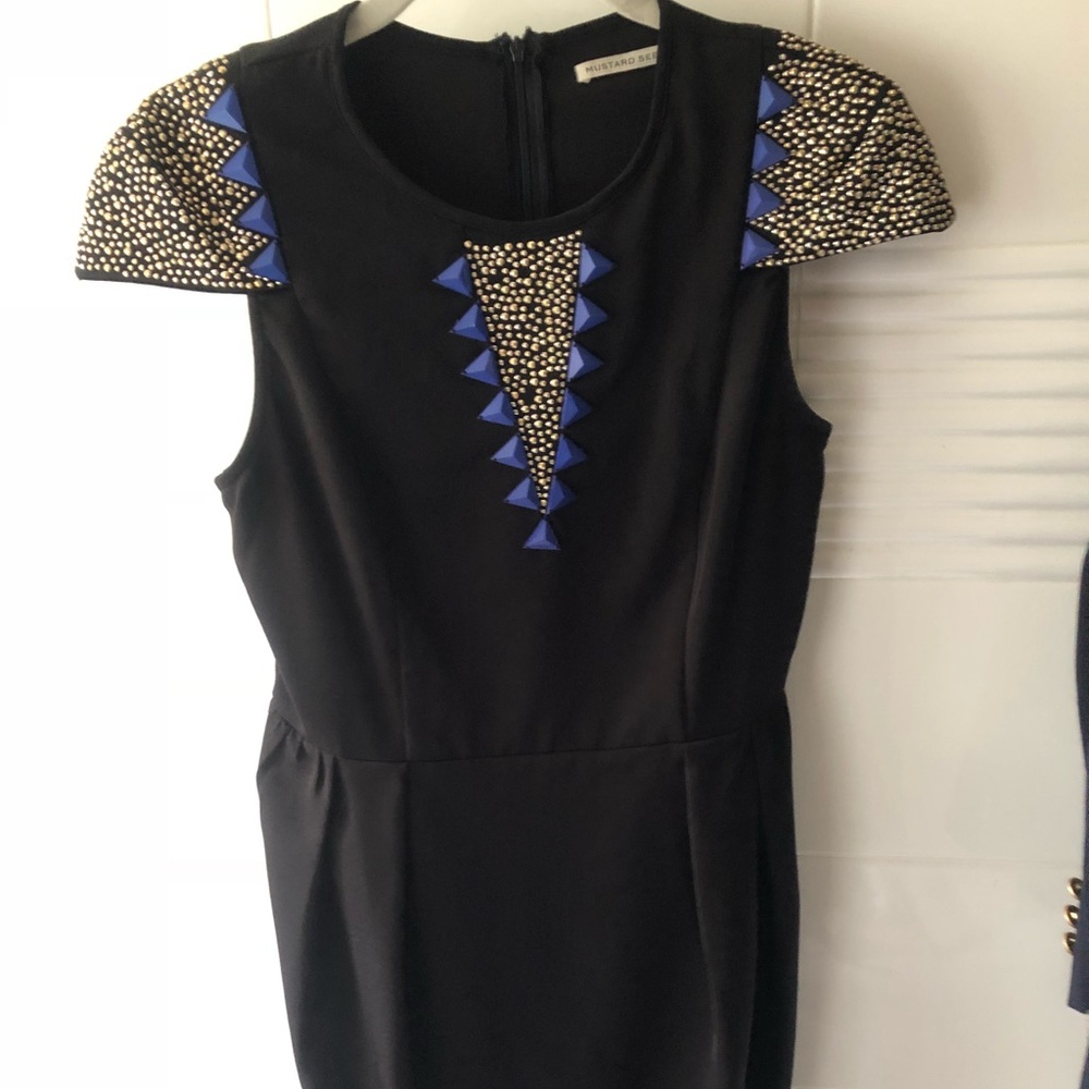 Beautiful formal dress gold studs/blue stones
